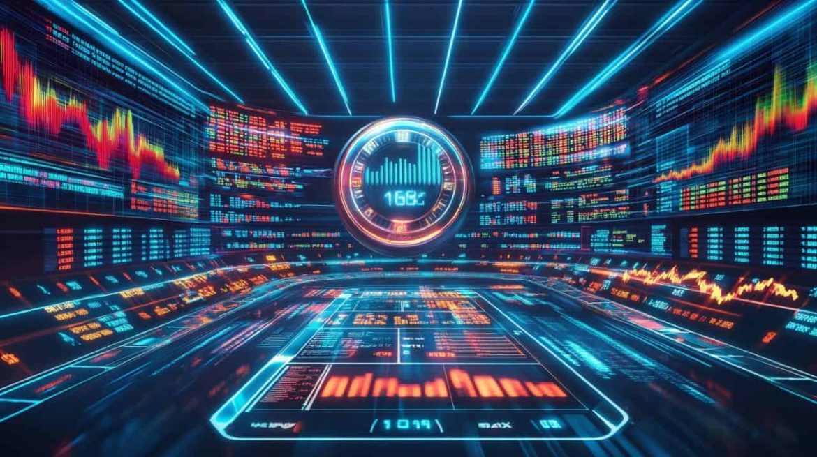 A high-tech digital command center featuring glowing blue and red screens that display complex charts and data relevant to dropping odds meaning for bettors